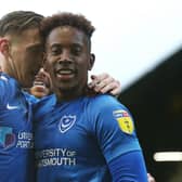 Jamal Lowe, right, with Ronan Curtis. Picture: Joe Pepler