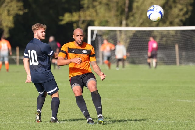 Mother Shipton (orange/black) v North End Cosmos. Picture by Kevin Shipp
