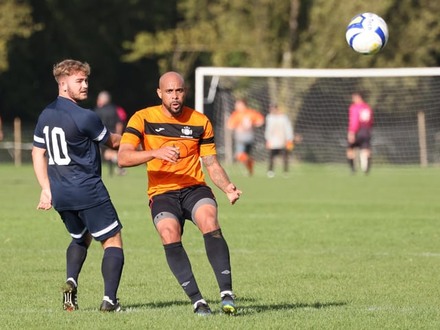 Mother Shipton (orange/black) v North End Cosmos. Picture by Kevin Shipp