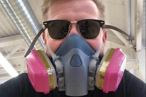 Robert Holmes, has taken to wearing the protective piece of equipment during his large shops at Sainsbury’s in Broadcut, Fareham, to prevent him from contracting Covid-19.