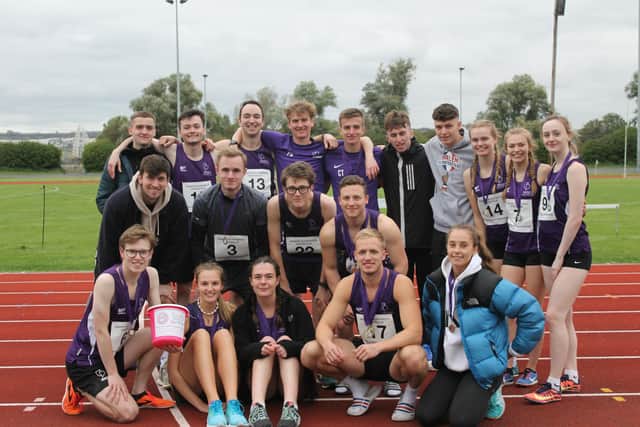 University of Portsmouth athletes. Back row (from left): Niall Powell, Daniel Jones, Connor McCulloch, Patrick Bew, Charles Taylor, Sam Piper, Jonah Wrigglesworth, Scarlet Dalrymple, Becky Lee, Hannah Read. Middle: George Porter, Joe Malyon, Marc Wilkinson, Joe Roser. Front: Cameron Maguire, Freya Stanger, Ceri Abbit, Philip Dabinski, Ola David.