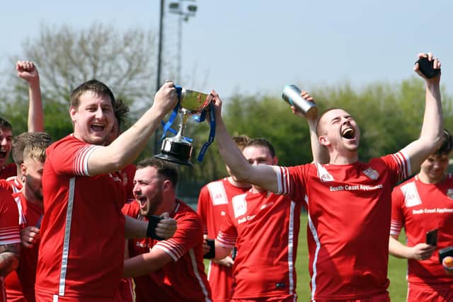 AFC Stubbington lift the Len Day Cup. 

Picture: Neil Marshall