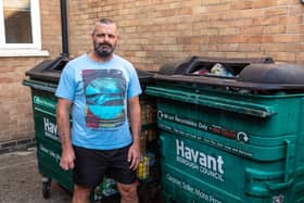 Jason Brown, who is battling with the council over his communal recycling bins. Picture: Mike Cooter (161021)