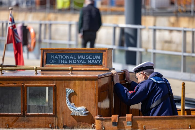 The immaculately restored Naval Steam Pinnacle 199 in Portsmouth Harbour. Picture: Mike Cooter (08042023)