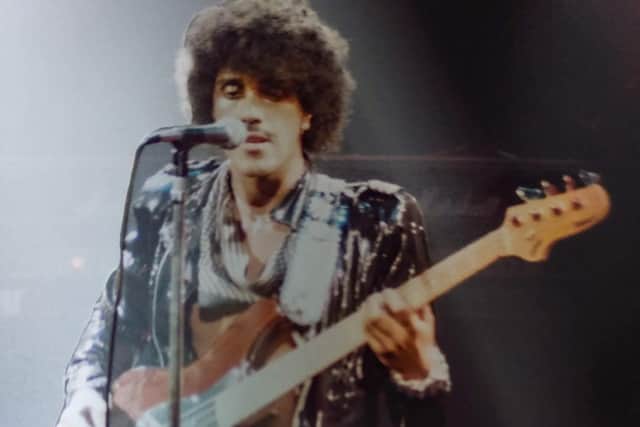 Phil Lynott in action in 1980. Picture by Simon Matthews