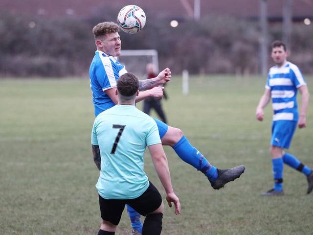 Old Boys Athletic v AC Copnor (blue/white hoops). Picture: Stuart Martin