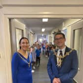 The lord mayor and lady mayoress at Highbury Primary School in Cosham.
