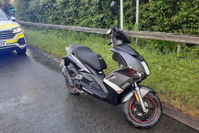 The rider of the moped was found to have committed numerous offences. Picture: Hampshire Roads Policing Unit.