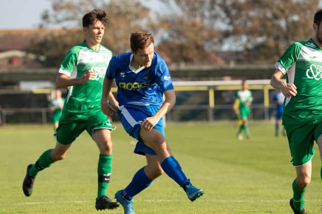 Striker Evan Harris, pictured in action for Selsey, is close to joining Moneyfields Picture: Chris Hatton