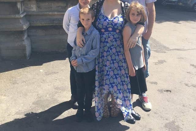 Emma Dickinson (middle) with husband Aaron and (l-r) Jack, Jamie and Kathleen.