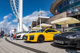 Cars on display at the Spinnaker Supercars event. 
Picture: Mike Cooter (290723)