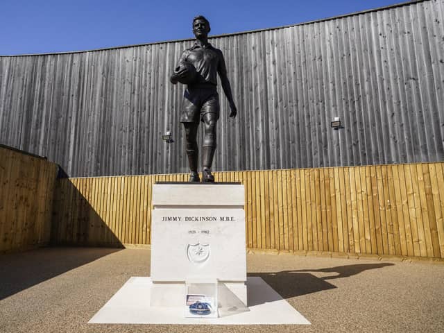 Supporters raised funds to ensure Jimmy Dickinson has a permanent memorial at Fratton Park in the form of a statue. Picture: Jason Brown/ProSportsImages