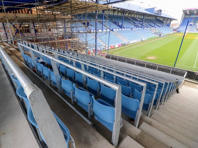 Work continues on the Milton End, which includes safe standing. Picture: Habibur Rahman