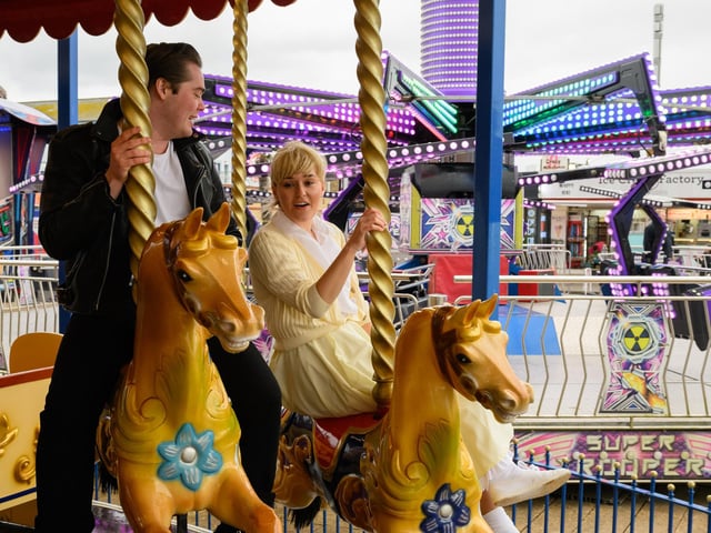 Pictured is: Poppy Bailey playing Sandy DumbrowskiJacob Bailey playing Danny ZukoPicture: Keith Woodland
