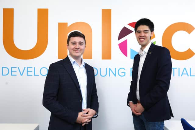 Social entrepreneurs Hayden Taylor and Ben Dowling, right, have formed their company, Unloc. They are pictured at their offices at Portsmouth Guildhall.
Picture: Chris Moorhouse (jpns 171221-20)