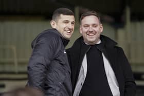 Pompey head coach John Mousinho, left, and sporting director Rich Hughes have recruited 13 new players to date