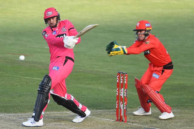 James Vince in recent BBL action for the Sydney Sixers against the Melbourne Renegades. Photo by Steve Bell/Getty Images.
