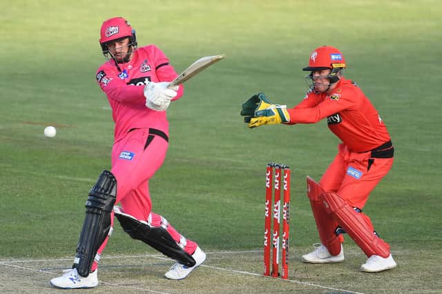 James Vince in recent BBL action for the Sydney Sixers against the Melbourne Renegades. Photo by Steve Bell/Getty Images.