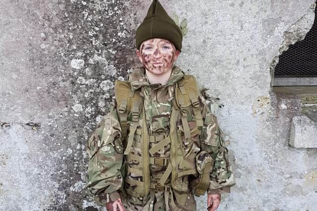 Royal Marine cadet George Harvey, 11, on his first exercise in Gosport