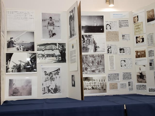 Pictured - Several displays were set up showing off photos and other items from HMS Kipling