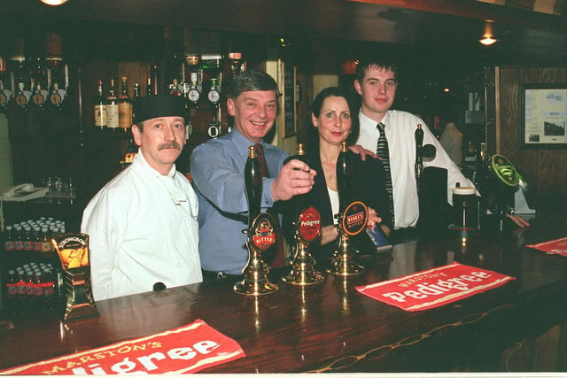 Chef Peter Mara,landlord Tony Whelan, wife Gloria and son Sean at the Anglers Rest pub, Bamford in 1999