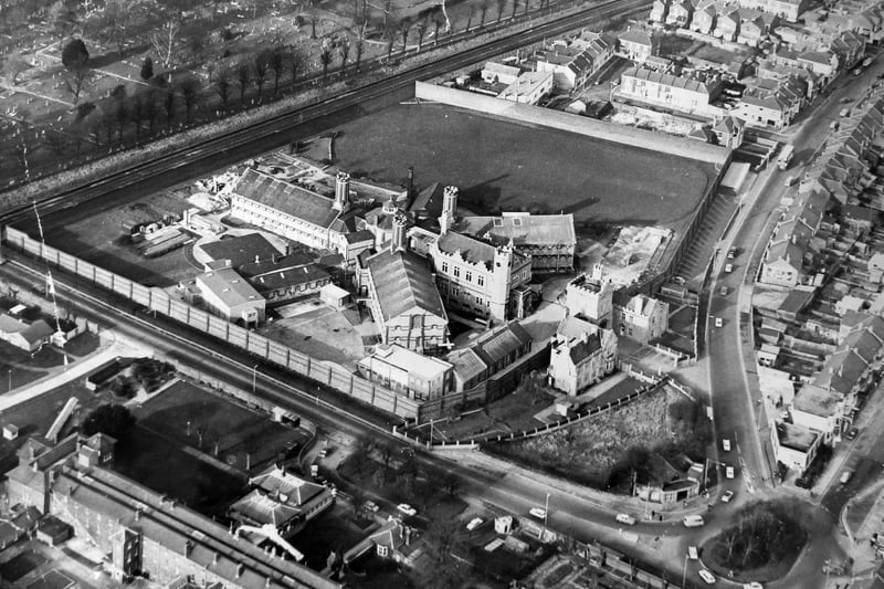 Aerial view of Kingston Prison, Milton, Portsmouth 1st February 1969. Kingston Prison is to house long term prisoners. Picture: The News