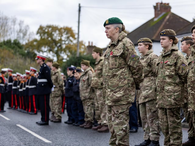 The remembrance service at Gosport. Picture: Mike Cooter (121123)