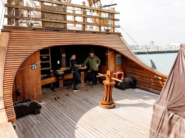 Visitors had the chance to step aboard the replica of Christopher Columbus' famous vessel
