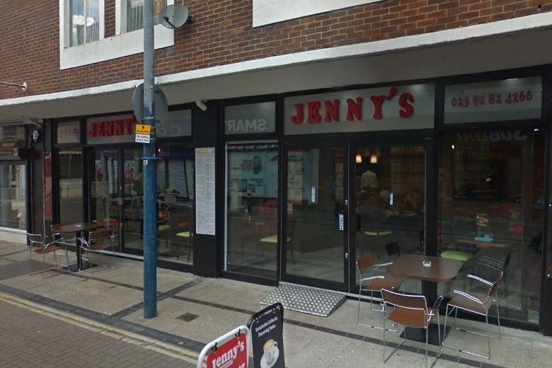 Jenny's Restaurant,  at 4 - 6 Charlotte Street, Portsmouth has a 4.3 rating based on 292 Google reviews. The American Breakfast includes pancakes with bacon, scrambled eggs and maple syrup.
