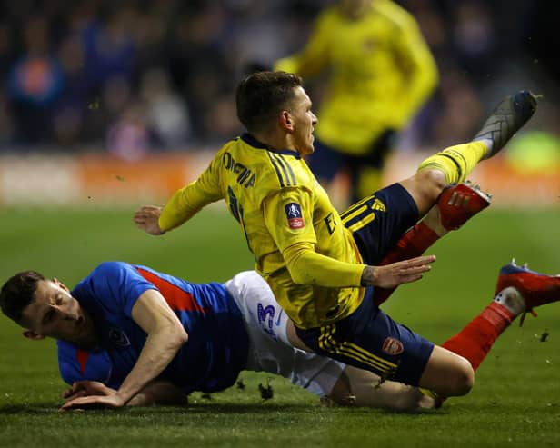 Lucas Torreira sustained a fractured ankle during James Bolton's challenge in the recent FA Cup fixture. Picture: Richard Heathcote/Getty Images