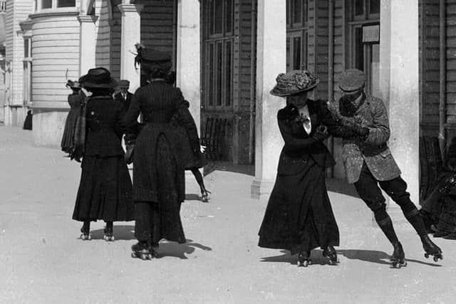 Rolling skating Edwardians on South Parade Pier 1909. Picture: Paul Costen collection