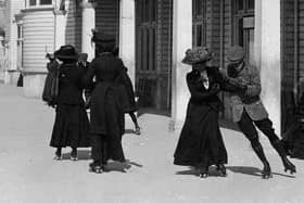 Rolling skating Edwardians on South Parade Pier 1909. Picture: Paul Costen collection