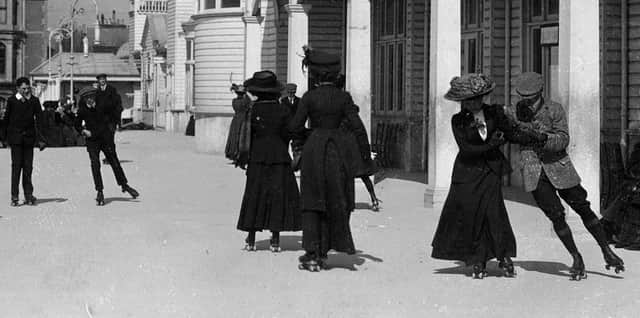 Rolling skating Edwardians on South Parade Pier 1909. Picture: Paul Costen collection