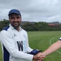 Kalim Shiraz, left, with Matt Barber ahead of his 50th appearance for Portsmouth Community