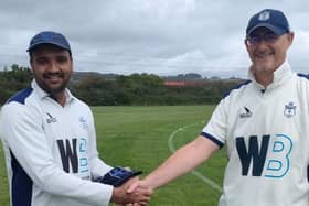 Kalim Shiraz, left, with Matt Barber ahead of his 50th appearance for Portsmouth Community