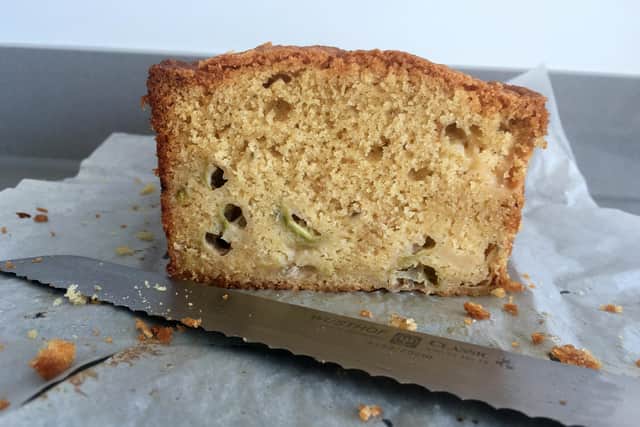 Warming ginger and gooseberry cake.