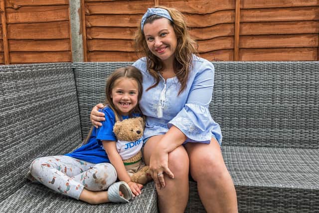 Bella with mum Donna at their Clanfield home. Picture: Mike Cooter (150721)