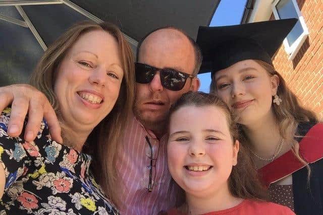 Richard Ponting from Fareham had a stroke while he was at work. With his wife Louise, 10-year-old daughter Lydia and daughter Saskia, 21