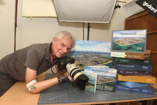 Renowned aerial photographer Chris Brunnen (62) from Portchester, spends a career capturing aerial shots of Portsmouth, the coast and other big cities where he's become quite well-known in the area.In the last few years, Chris has launched his own puzzles of some of his aerial shots and even books on his photography.Picture: Sarah Standing (090922-2629)