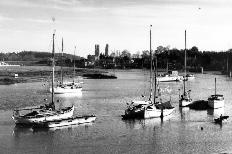 Yachts in Fareham Creek in the 1940's. The News PP5714
