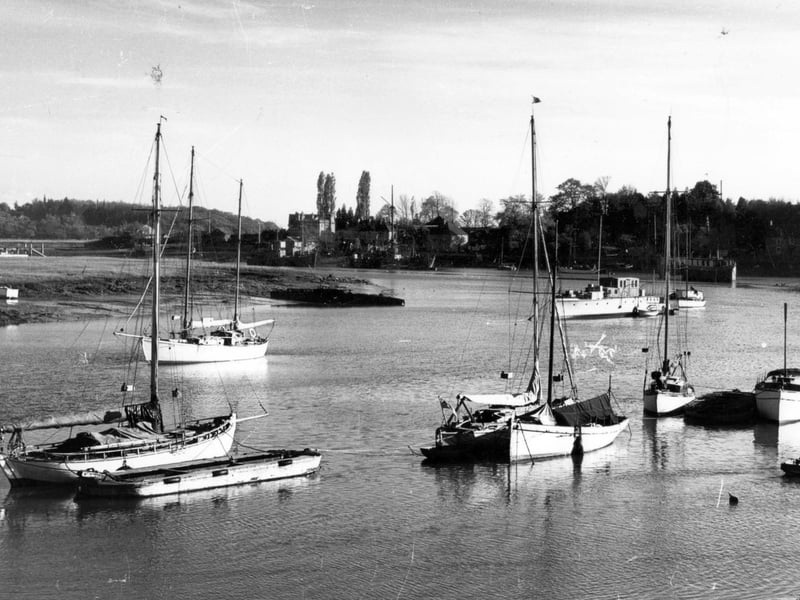 Yachts in Fareham Creek in the 1940's. The News PP5714