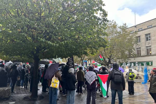 An estimated 350 people marched in Portsmouth on Saturday, November 4 to call for a ceasefire in the Israel-Gaza war.