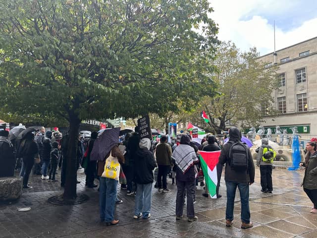 An estimated 350 people marched in Portsmouth on Saturday, November 4 to call for a ceasefire in the Israel-Gaza war.