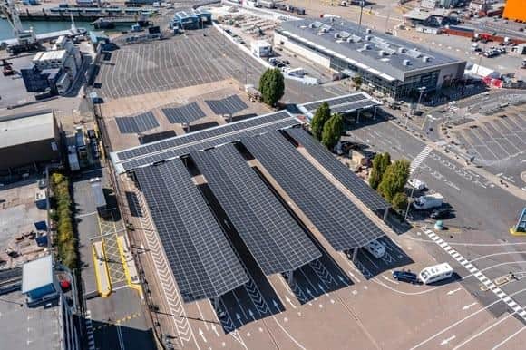 The installation of a ground-breaking solar and battery system at Portsmouth International Port has reached a major milestone.