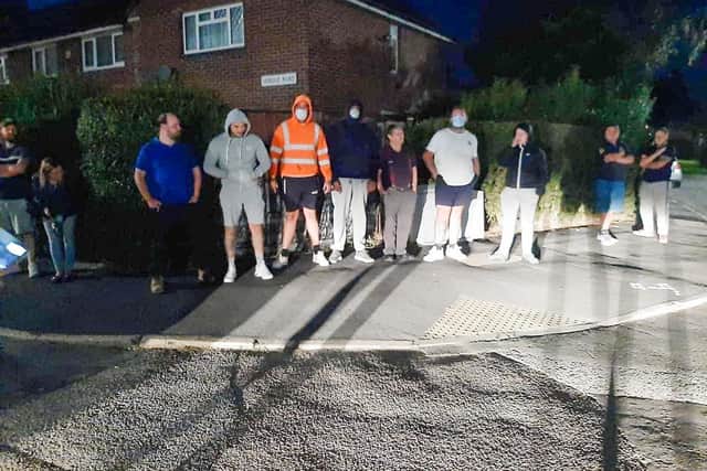 Some of the people who rallied to protect the home of Leigh Park pensioner Peter Haines, 76, last night from yobs.