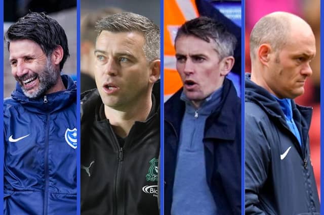 From left: Danny Cowley, Steven Schumacher, Kieran McKenna and Alex Neil