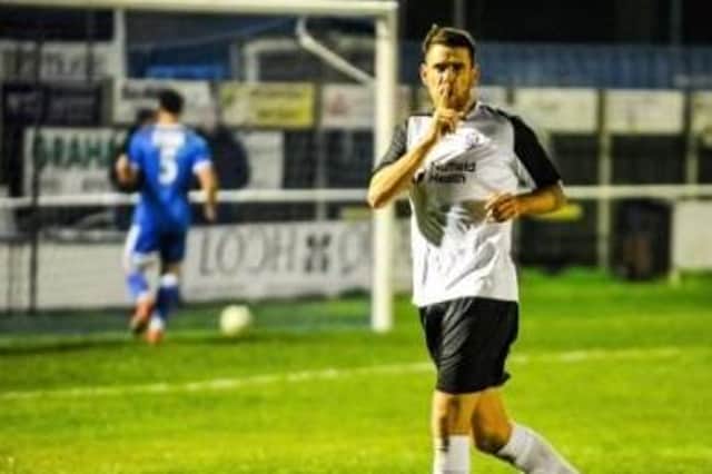 AFC Stoneham striker Callum Laycock has scored hat-tricks in each of his last three Wessex League matches. Picture: Dave Bodymore