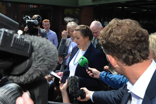 Bridget Devine-Reeves gave a statement to the press outside Ferneham Hall in Fareham in April 2019. Bridget's grandmother Elsie Devine died aged 88 at Gosport War Memorial Hospital in 1999.
Picture: Sarah Standing (300419-7457)