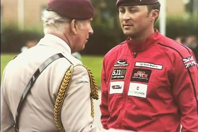 Pictured is: Sgt Dean Walton meeting then Prince Charles.