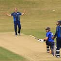 Portsmouth’s Daniel Wimble top edges a sweep at Ventnor bowler Henry Bartlett ….. and is caught by Tom Friend. Picture by Dave Reynolds.